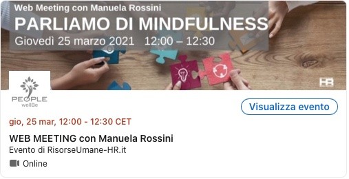 web meeting con Manuela Rossini: Parliamo di Mindfulness
